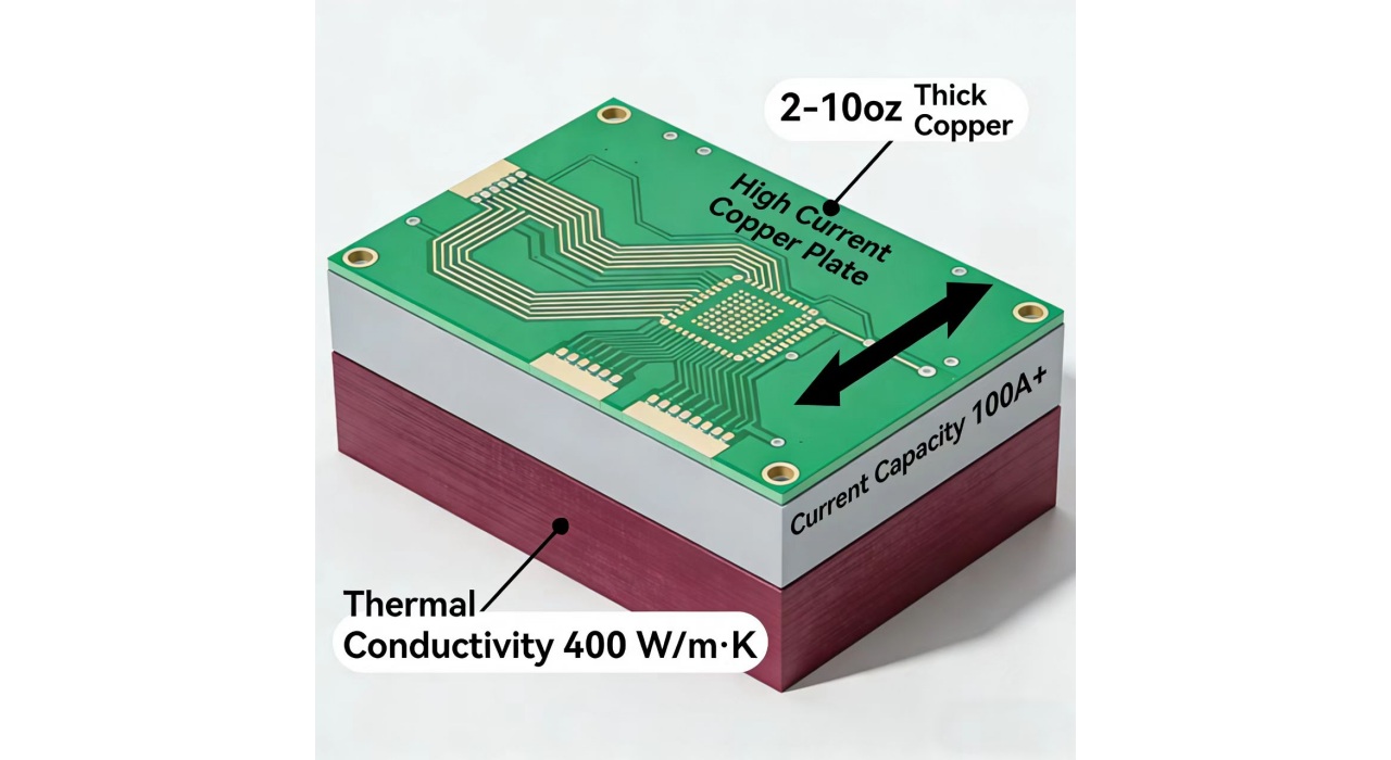 Automotive power drive system utilizing high thermal conductivity copper PCB